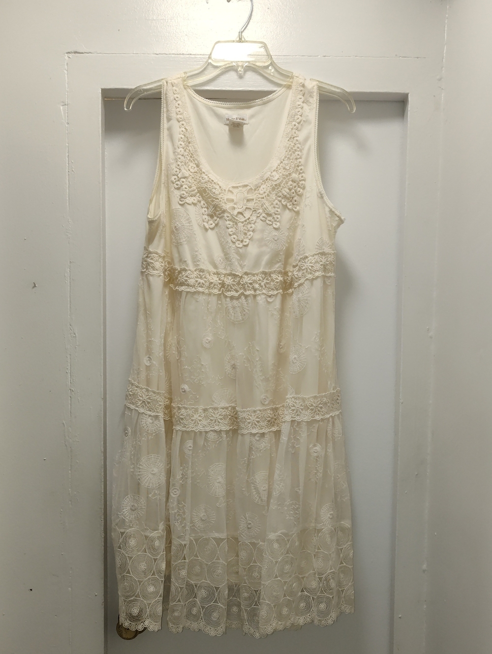 Monroe & Main Cream Lace Tiered Midi Dress